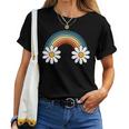 Retro Rainbow Daisy Groovy Hippie Boho Graphic Women T-shirt