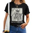 Run On Coffee And Horror Movies I Coffee Drinking Skeleton Drinking s Women T-shirt