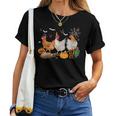 Three Chickens Halloween Mummy Witch Scary Pumpkins Farmer Women T-shirt Crewneck Three Chickens Halloween Mummy Witch Scary Pumpkins Farmer Women T-shirt Crewneck