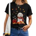 Toy Poodle Fall Red Scarf Autumn Leaf For Dog Lover Women T-shirt