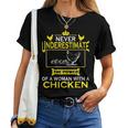 Never Underestimate The Power Of Woman With Chicken FarmerWomen T-shirt