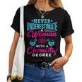 Never Underestimate A Woman With A Chemistry Degree Chemist Women T-shirt