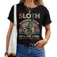 Vintage Sloth Running Team Well Get There Funny Sloth Women Crewneck Short T-shirt