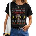 I Want For Christmas Is A Monkey Boy Girl Ugly Sweater Women T-shirt