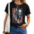 Western Cowboy Cowgirl Patriot Horse Jesus Cross Usa Flag Women T-shirt