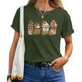 Gingerbread Cookie Christmas Coffee Cups Latte Drink Outfit Women T-shirt
