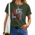 Horse Wearing Santa Claus Hat Horseback Riding Christmas Women T-shirt