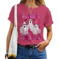 In October We Wear Pink Breast Cancer Ghost Halloween Women T-shirt