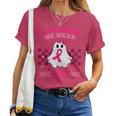 We Wear Pink Breast Cancer Awareness Ghost Halloween Groovy Women T-shirt
