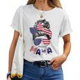 4Th Of July American Mama Messy Bun Mom Life Patriotic Mom For Mom Women T-shirt