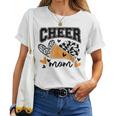 Cheer Mom Biggest Fan Cheerleader Black And Orange Pom Pom Women T-shirt