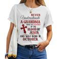 Covered By The Blood Of Jesus And Was Born In October Women T-shirt