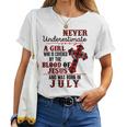 A Girl Covered By The Blood Of Jesus Born In July Birthday Women T-shirt