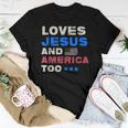 4Th July Vintage Flag Loves Jesus And America Too Usa Usa Women T-shirt Unique Gifts