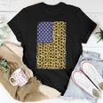 American Flag Leopard Sunflower 4Th Of July Women T-shirt Unique Gifts