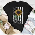 American Flag Sunflower Us Military Veteran Patriotic Women T-shirt Unique Gifts