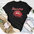 Aquarius Zodiac Birthday Red Lips For Black Women Women T-shirt Unique Gifts