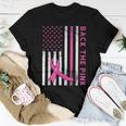 Back The Pink Ribbon Flag Breast Cancer Warrior Women T-shirt Funny Gifts