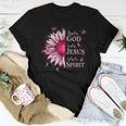 Blessed By God Loved By Jesus Pink Sunflower Women T-shirt Funny Gifts