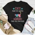 Cats Make Me Happy Cat Mom Kitten Lover Rainbow Women T-shirt Unique Gifts