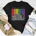 Dallas Texas City Skyline Lgbt Rainbow Flag Gay Pride Women T-shirt Crewneck Unique Gifts