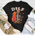 Dilf Dude I Love Fall Skeleton Pumpkin Halloween Customs Women T-shirt Unique Gifts