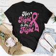 Her Fight Is My Fight Breast Cancer Awareness Retro Groovy Women T-shirt Unique Gifts