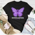 Hodgkin's Lymphoma Awareness Month Purple Ribbon Butterfly Women T-shirt Unique Gifts
