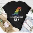 Lesbosaurus Rex Dinosaur In Rainbow Flag For Lesbian Pride Women T-shirt Unique Gifts