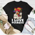 Lgbt Rainbow Flag Rooster Pun I Love Peckers Gay Chicken Dad Women T-shirt Funny Gifts