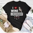 I Love Wine And Northern Mockingbird Arkansas State Bird Women T-shirt Unique Gifts