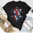 Loves Jesus And America Too God Christian 4Th Of July Cross Women T-shirt Unique Gifts