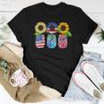 Mason Jar Sunflower Wife Mom Nana Usa Flag 4Th Of July Women T-shirt Unique Gifts