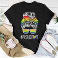 Proud Mom Messy Bun Rainbow Flag Lgbt Pride Ally Lgbtq Mama Women T-shirt Unique Gifts