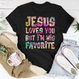 Retro Jesus Loves You But I'm His Favorite Tie Dye Christian Women T-shirt Funny Gifts