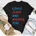 Retro Loves Jesus And America Too4Th Of July Vintage Women T-shirt Unique Gifts