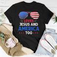 She Loves Jesus And America Too 4Th Of July Retro Usa Flag Usa Women T-shirt Unique Gifts
