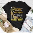 Stepping Into My September Birthday With Gods Grace Mercy Women T-shirt Unique Gifts