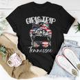 Tennessee Girls Trip 2023 Messy Bun Usa American Flag Women T-shirt Funny Gifts