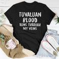 Tuvaluan Blood Runs Through My Veins Novelty Sarcastic Word Women T-shirt Funny Gifts