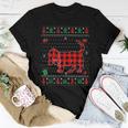 Ugly Christmas Red Plaid Basset Hound Dog Lover Matching Pj Women T-shirt Unique Gifts