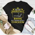 Never Underestimate The Power Of Woman With Chicken FarmerWomen T-shirt Funny Gifts