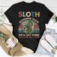 Vintage Sloth Running Team Well Get There Funny Sloth Women Crewneck Short T-shirt Personalized Gifts