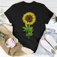 Weed Marijuana Leaf Cannabis Sunflower Funny Girls Mom Mama Women T-shirt Funny Gifts