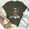 Cute Schnauzer Christmas Lights With Santa Hat Dog Dad Mom Women T-shirt Personalized Gifts
