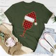 Red Plaid Wine Cup And Christmas Santa Hat Women T-shirt Unique Gifts