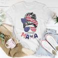 4Th Of July American Mama Messy Bun Mom Life Patriotic Mom For Mom Women T-shirt Unique Gifts