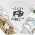 Beast Of Bourbon Drinking Whiskey Bison Buffalo Party Women T-shirt Unique Gifts