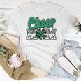 Cheer Mom Green Black White Leopard Letters Cheer Pom Poms Women T-shirt Funny Gifts