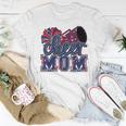 Cheer Mom Navy Red Leopard Cheer Poms & Megaphone Women T-shirt Funny Gifts